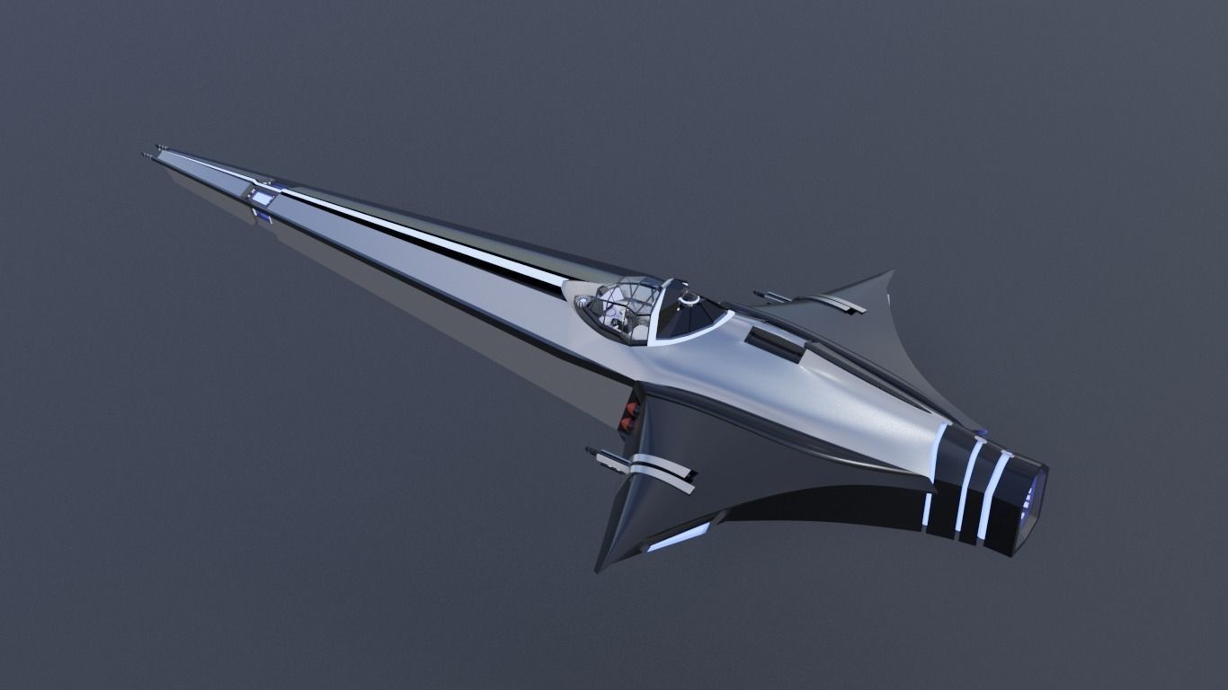 Spaceship Space fighter scout lowpoly Low-poly 3D model_12