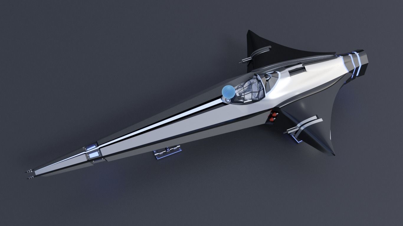 Spaceship Space fighter scout lowpoly Low-poly 3D model_11
