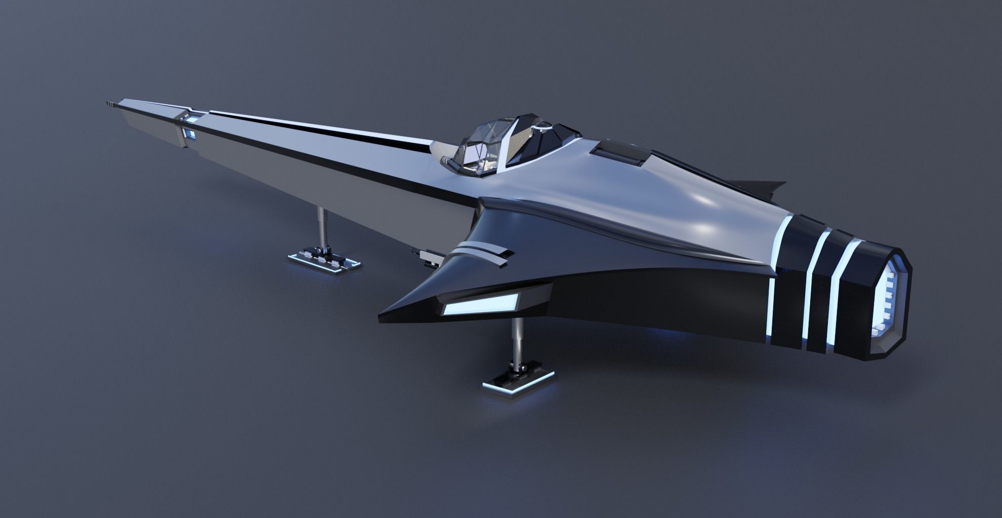 Spaceship Space fighter scout lowpoly Low-poly 3D model_6