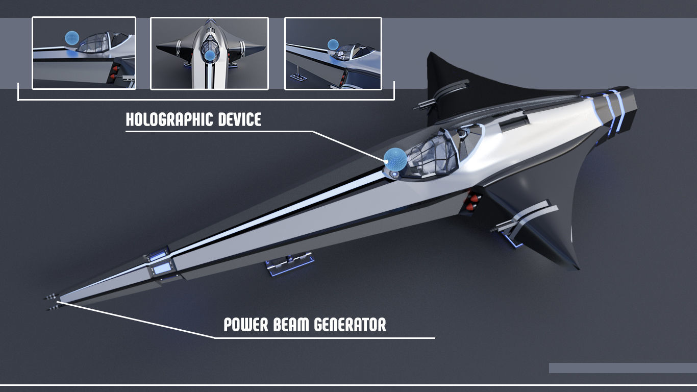 Spaceship Space fighter scout lowpoly Low-poly 3D model_5