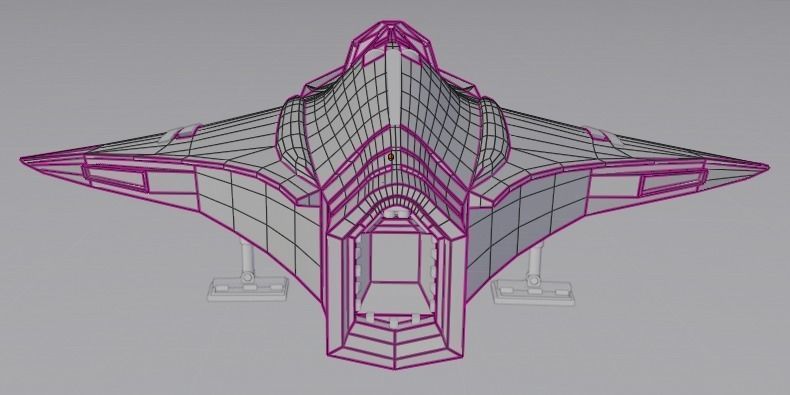 Spaceship Space fighter scout lowpoly Low-poly 3D model_19