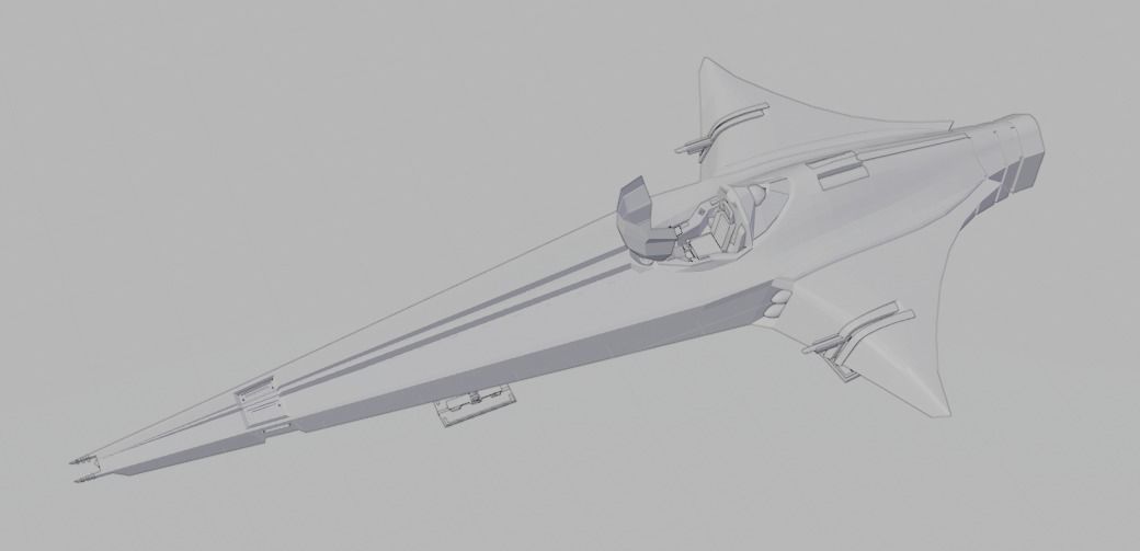 Spaceship Space fighter scout lowpoly Low-poly 3D model_17