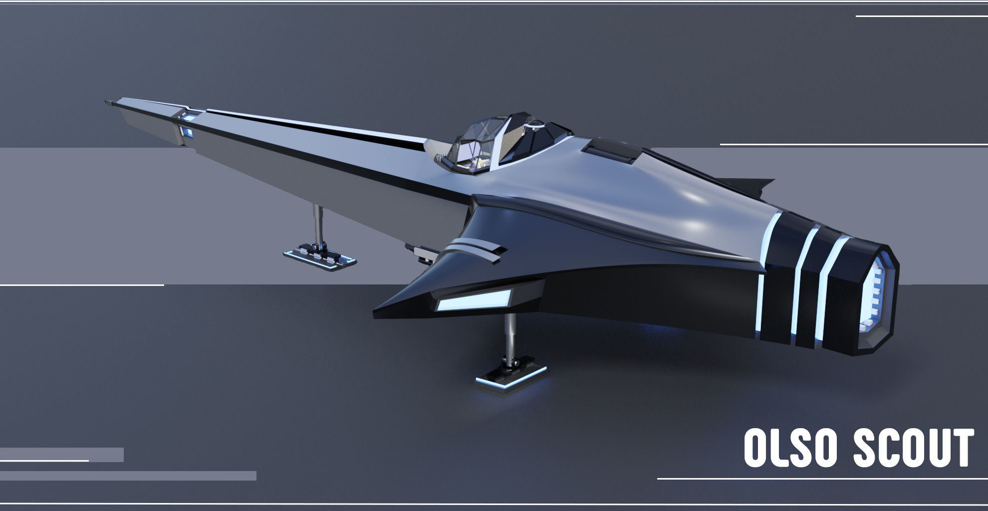 Spaceship Space fighter scout lowpoly Low-poly 3D model_1