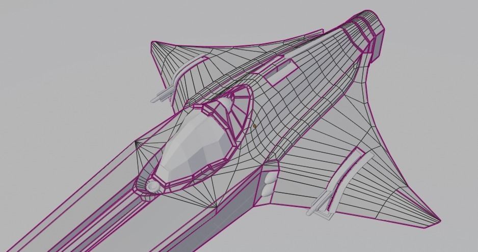 Spaceship Space fighter scout lowpoly Low-poly 3D model_18