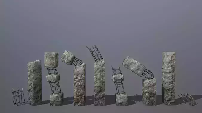 old concrete pole 1 Low-poly 3D model
