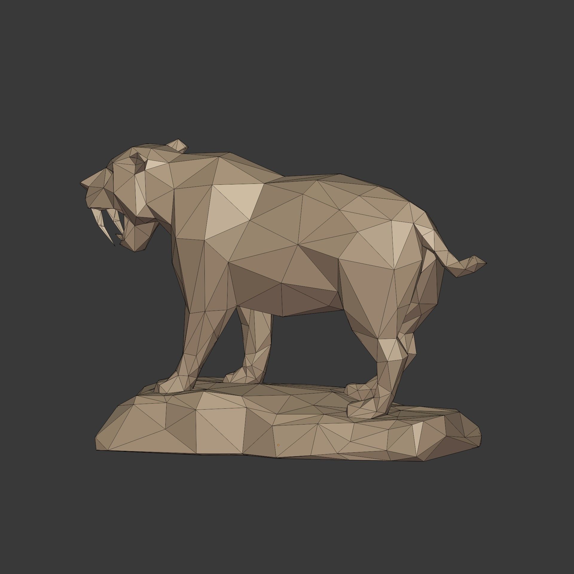 Low Poly SaberTooth Tiger Statue - Ready for 3D Printing 3D print model_4