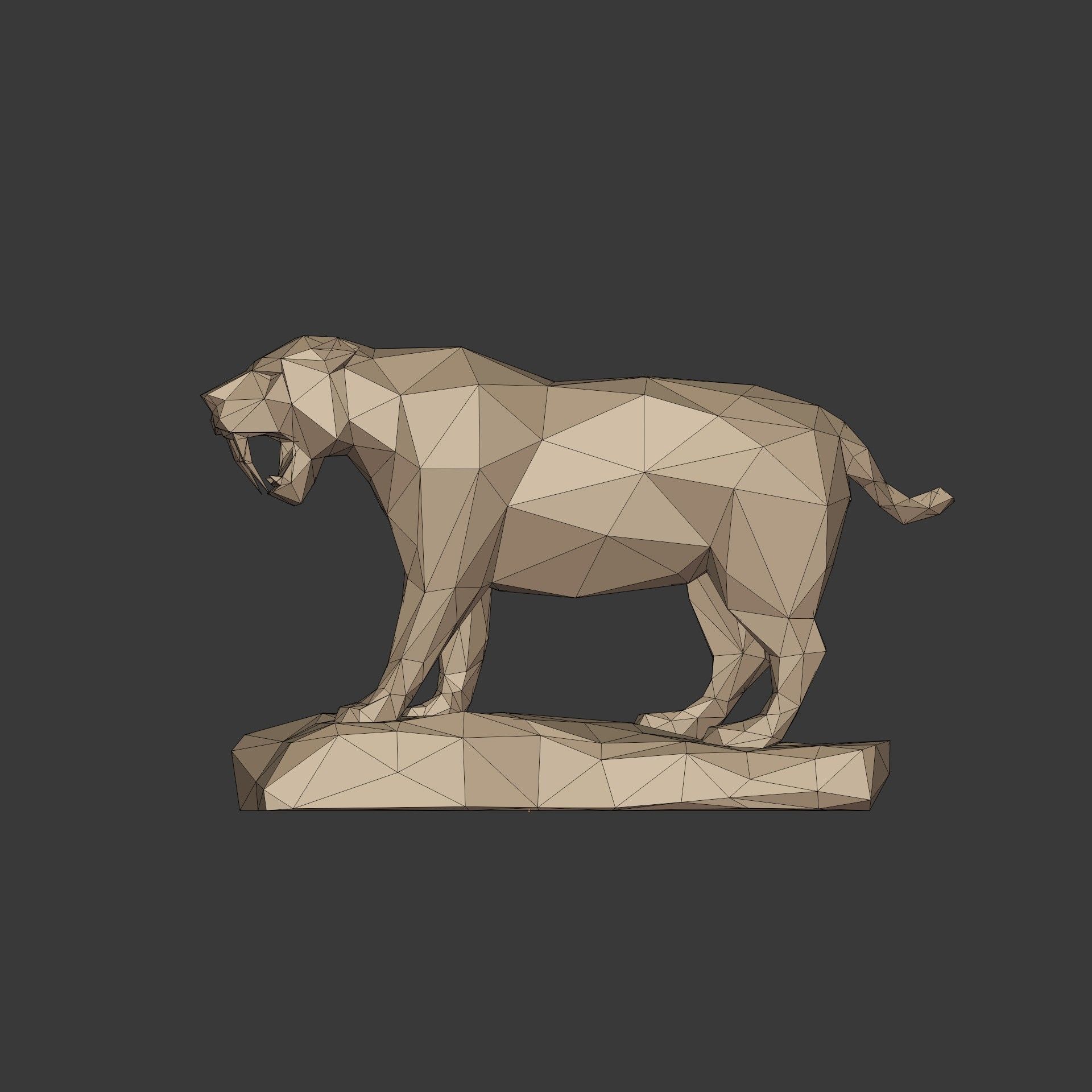 Low Poly SaberTooth Tiger Statue - Ready for 3D Printing 3D print model_18