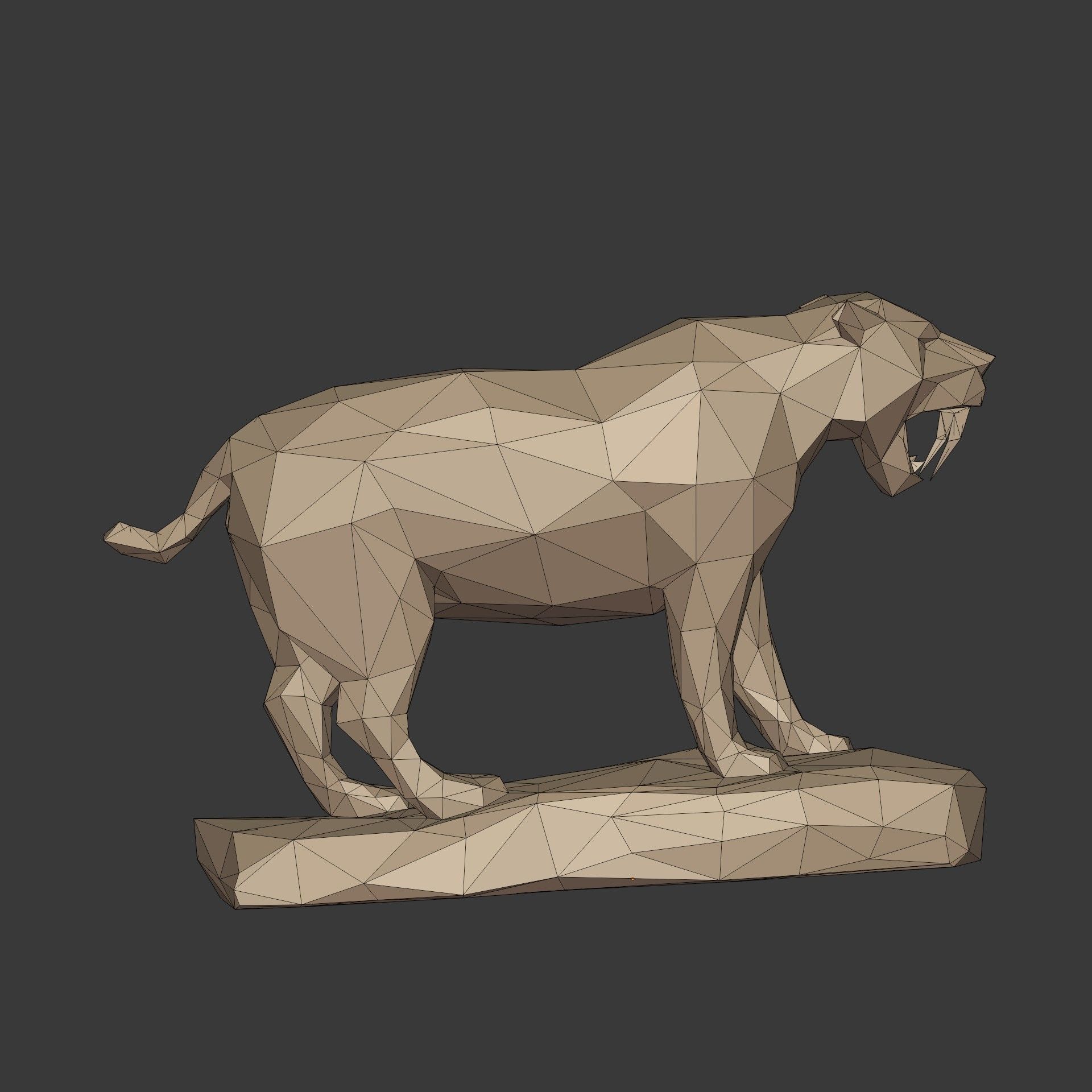 Low Poly SaberTooth Tiger Statue - Ready for 3D Printing 3D print model_8