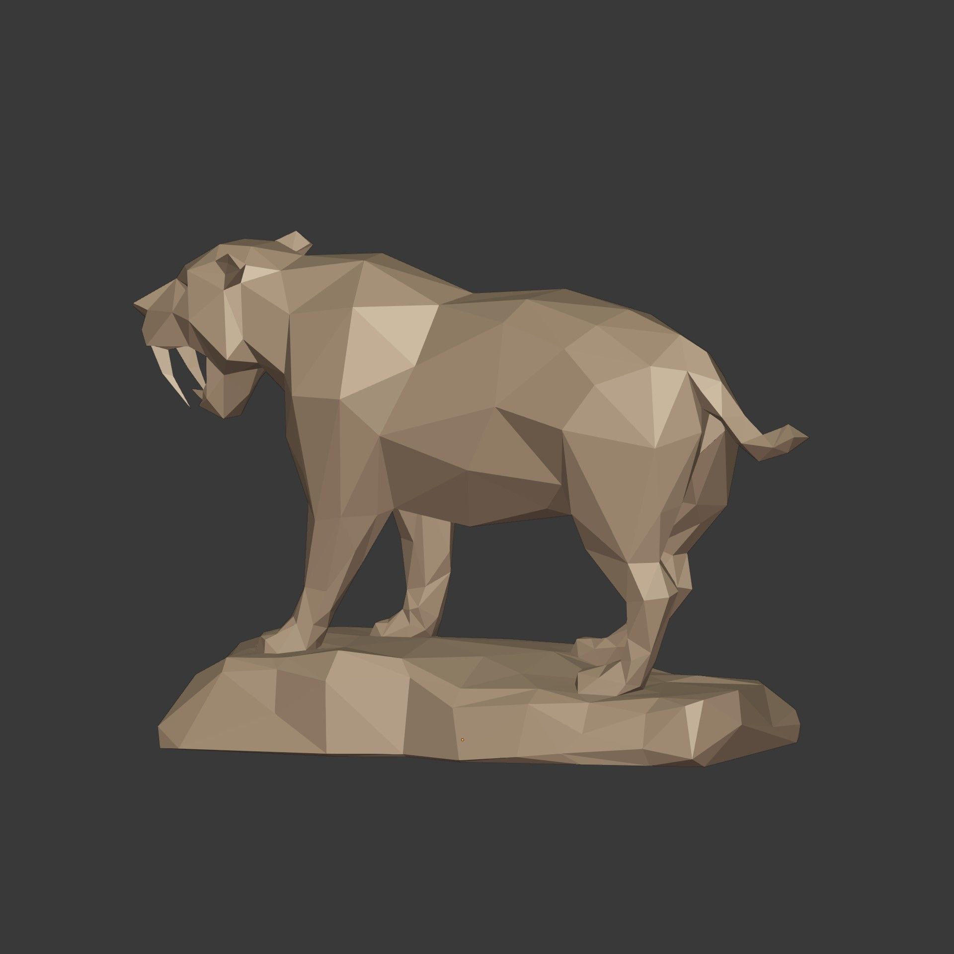 Low Poly SaberTooth Tiger Statue - Ready for 3D Printing 3D print model_3