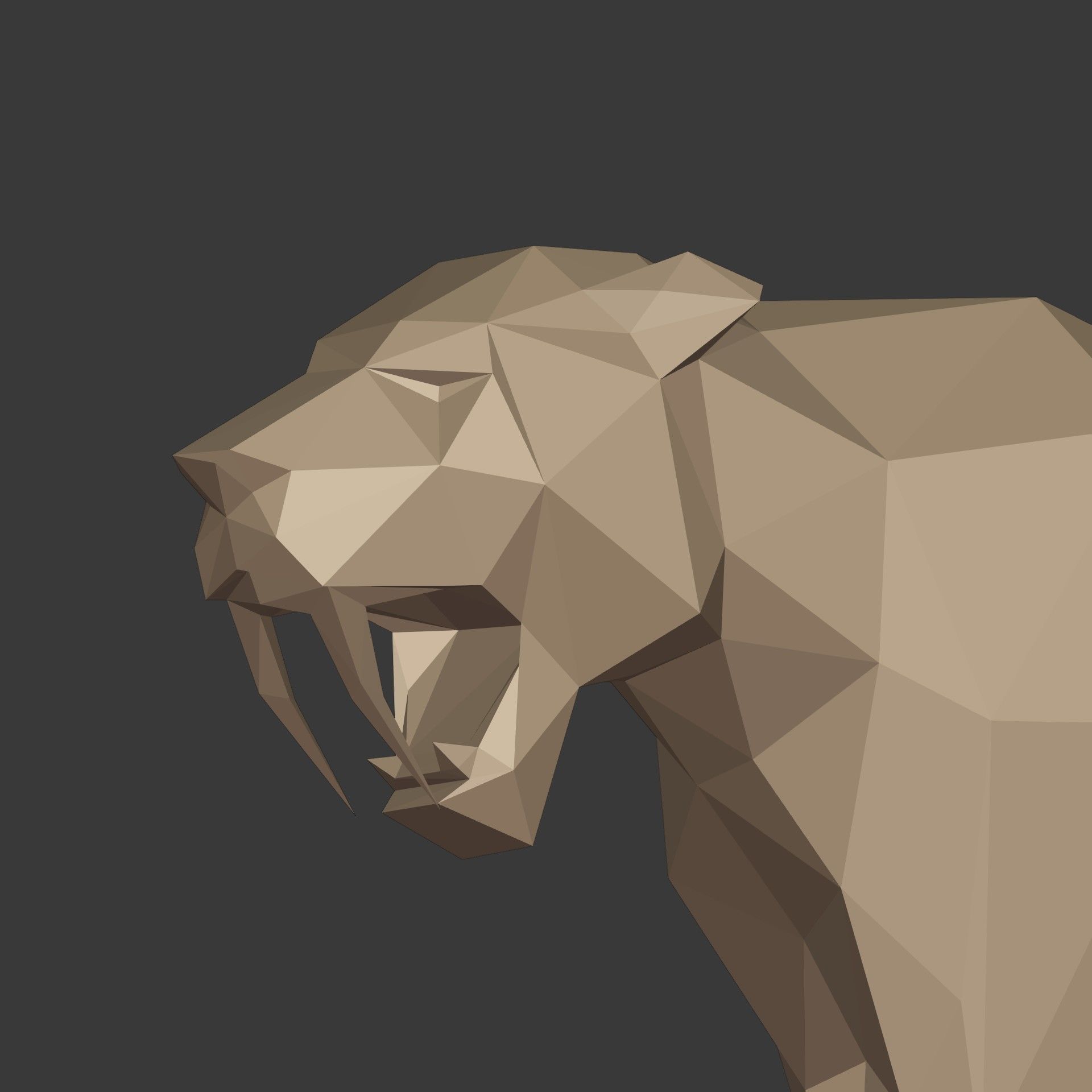 Low Poly SaberTooth Tiger Statue - Ready for 3D Printing 3D print model_21