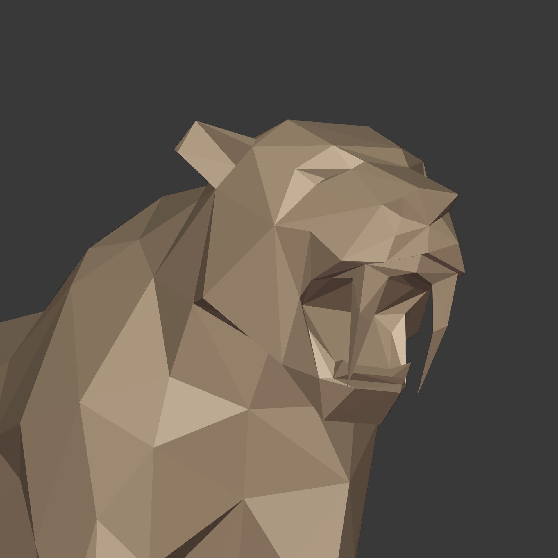 Low Poly SaberTooth Tiger Statue - Ready for 3D Printing 3D print model_23