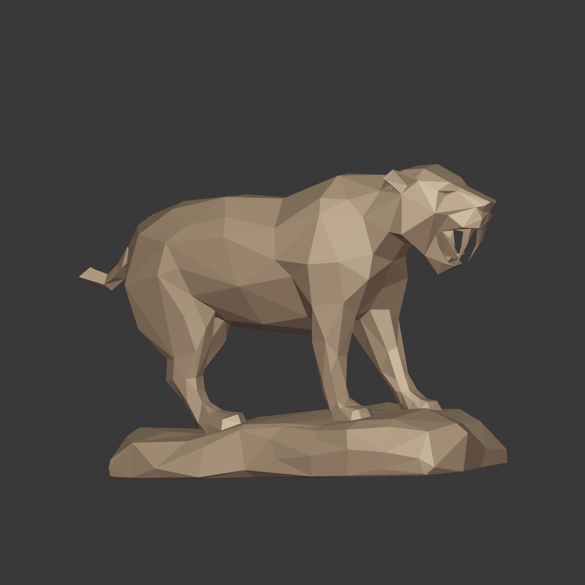 Low Poly SaberTooth Tiger Statue - Ready for 3D Printing 3D print model_9