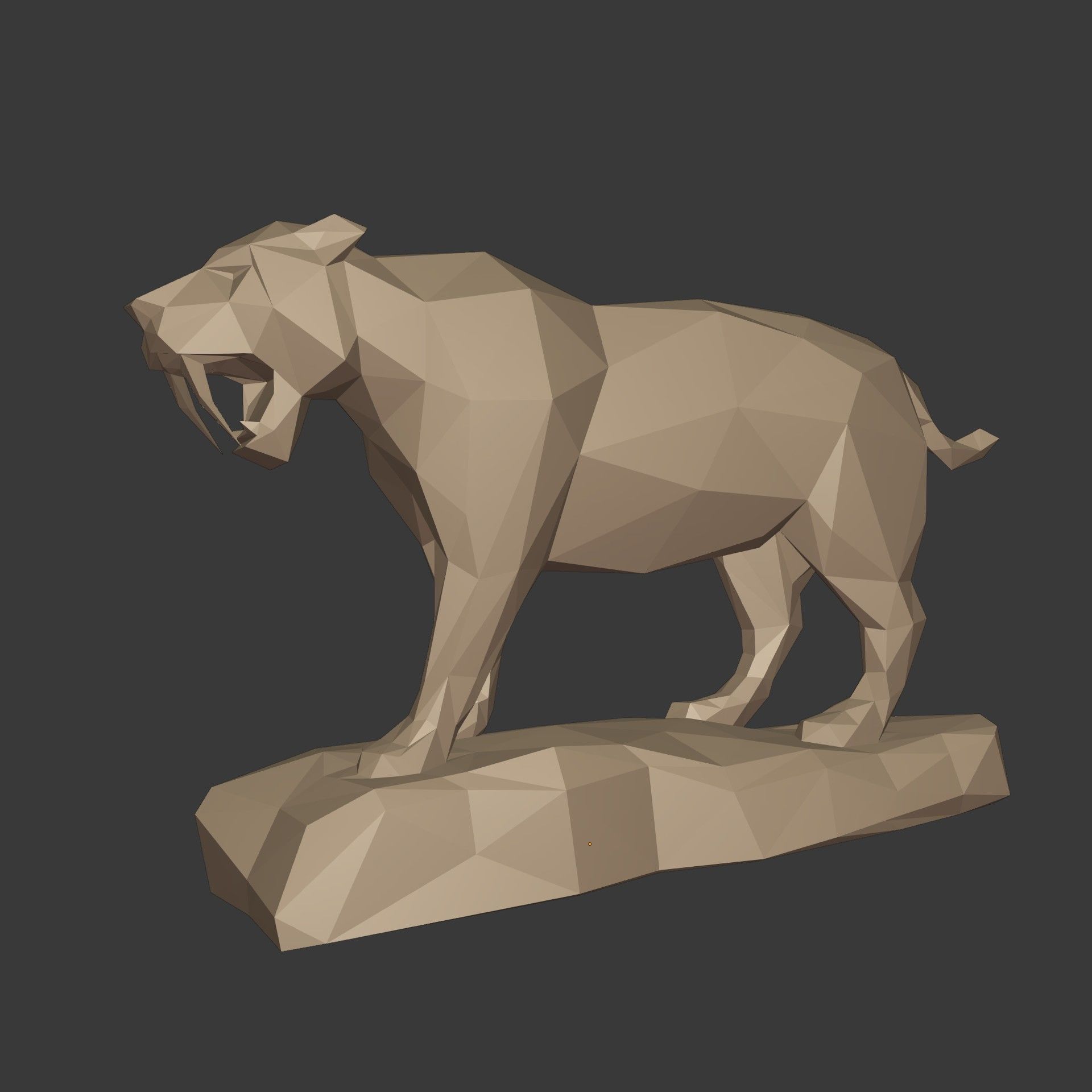 Low Poly SaberTooth Tiger Statue - Ready for 3D Printing 3D print model_1