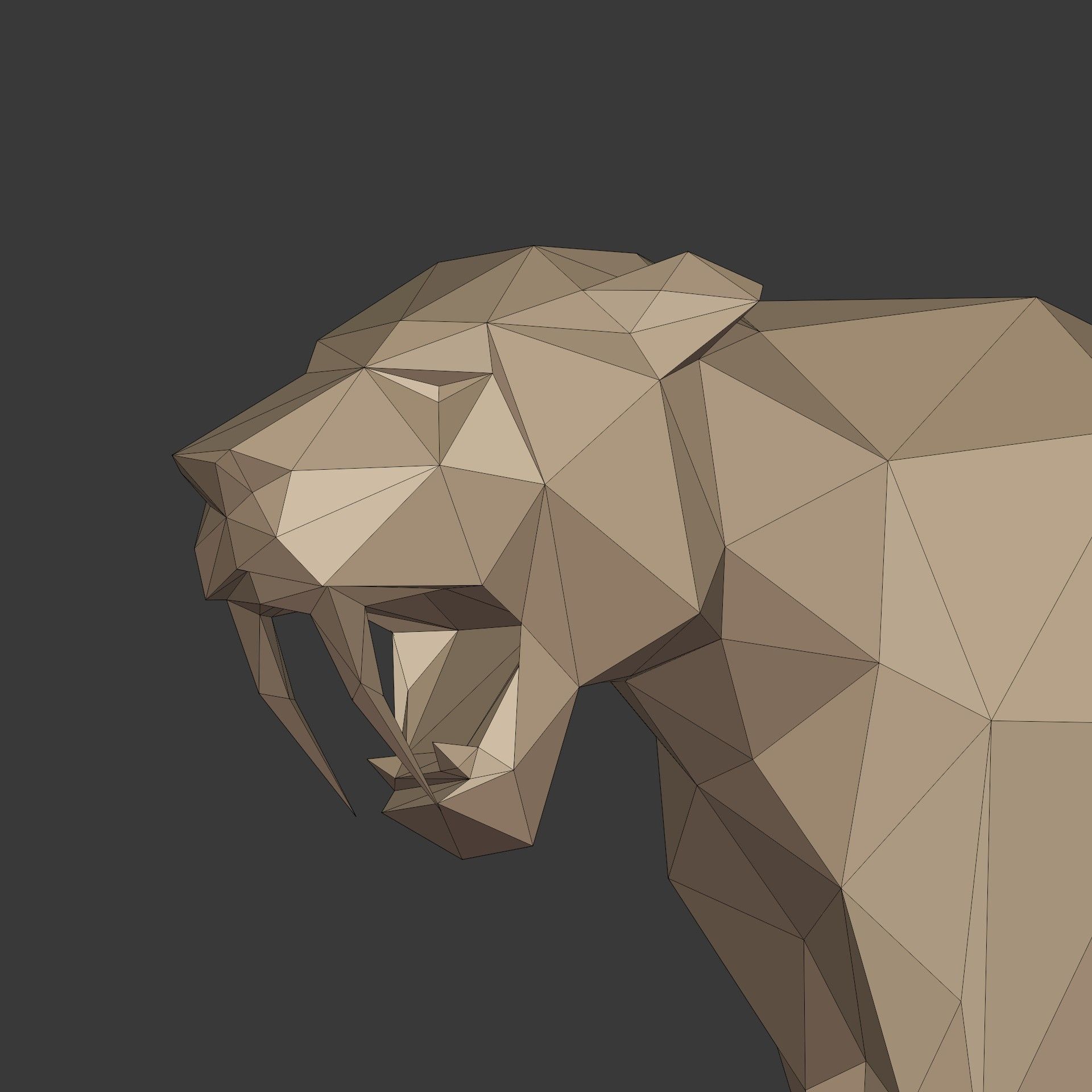 Low Poly SaberTooth Tiger Statue - Ready for 3D Printing 3D print model_22