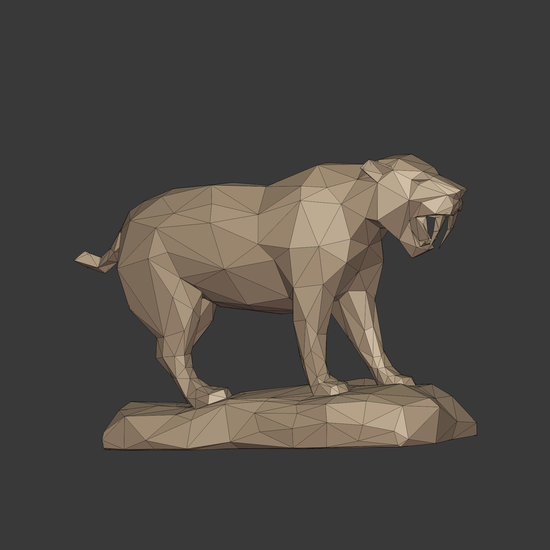 Low Poly SaberTooth Tiger Statue - Ready for 3D Printing 3D print model_10