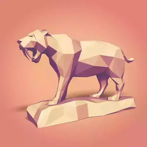 Low Poly SaberTooth Tiger Statue - Ready for 3D Printing 3D print model