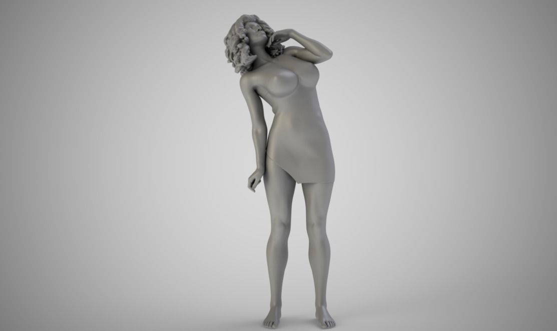 Woman Facing The Sky 3D print model_1
