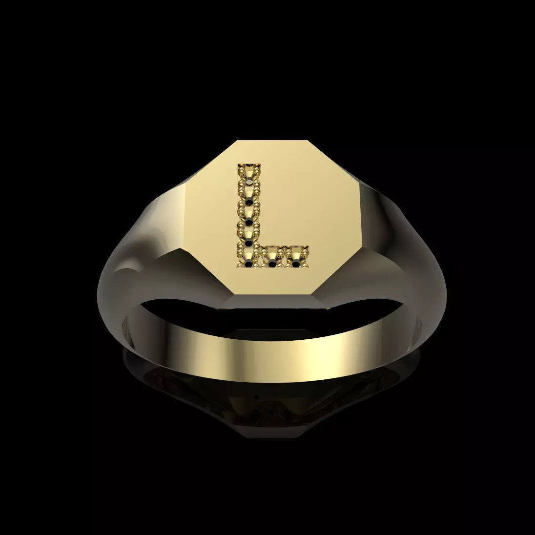 9mm x 9mm Hexagon Signet Prong Setting Dia-L Ring 3D print model