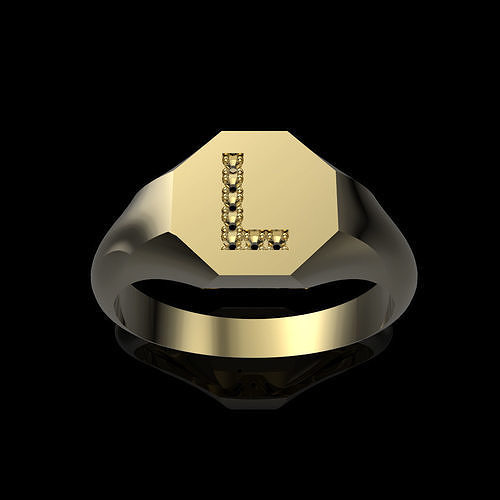 9mm x 9mm Hexagon Signet Prong Setting Dia-L Ring 3D print model