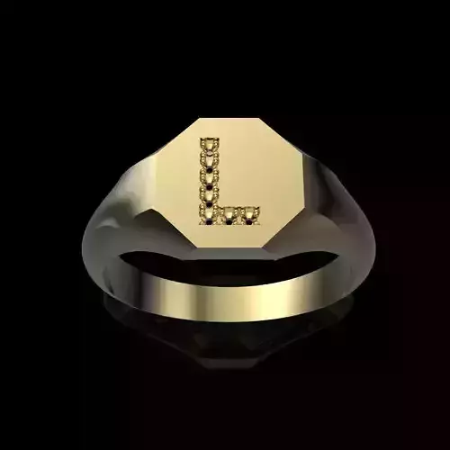 9mm x 9mm Hexagon Signet Prong Setting Dia-L Ring