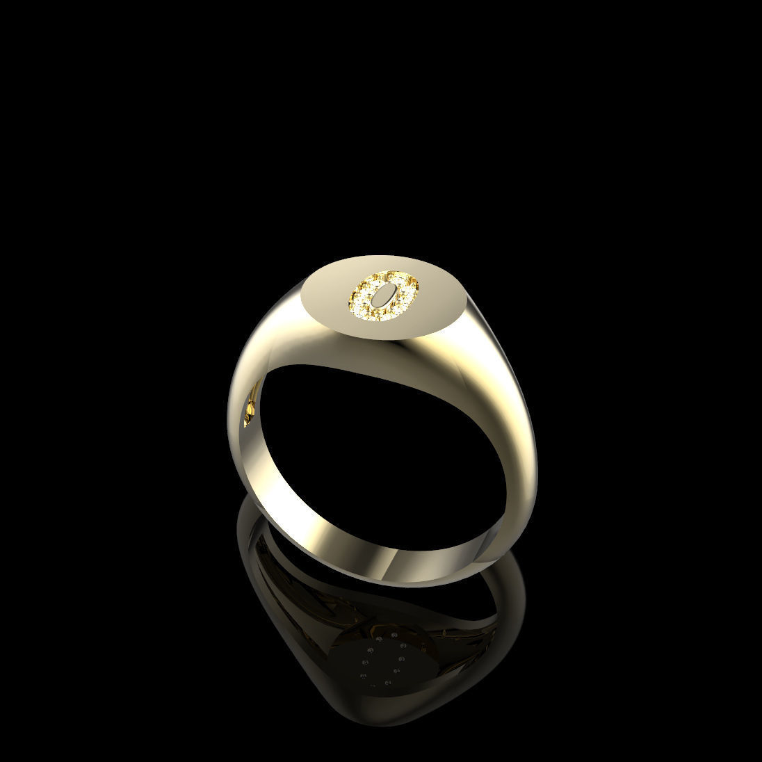 10mm x 10mm Round Signet Prong Setting Dia-O Ring 3D print model_2