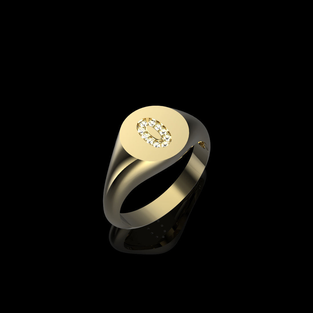 10mm x 10mm Round Signet Prong Setting Dia-O Ring 3D print model_3