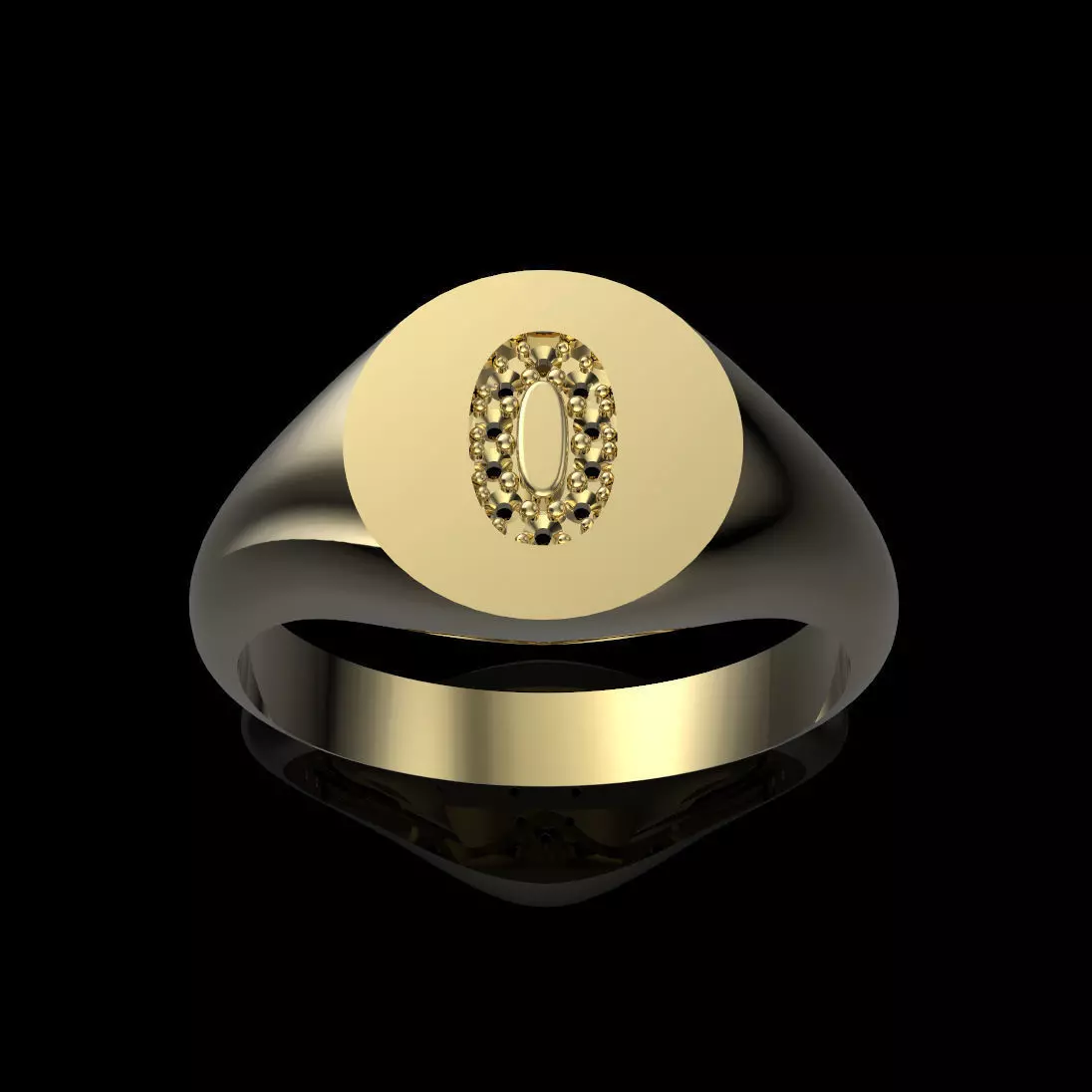 10mm x 10mm Round Signet Prong Setting Dia-O Ring 3D print model_0