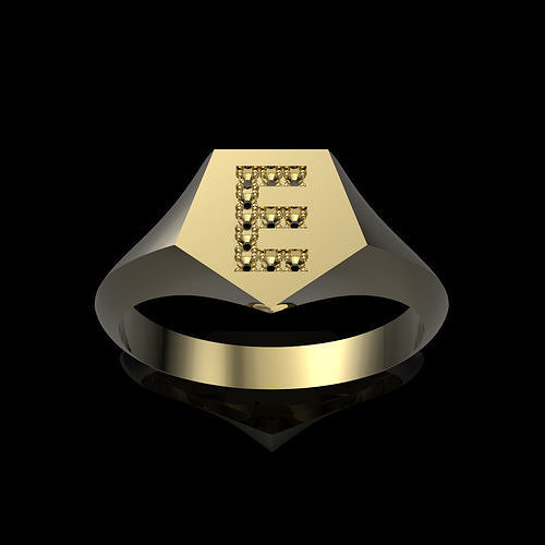 9mm x 9-5mm Pentagon Signet Prong Setting Dia-E Ring 3D print model