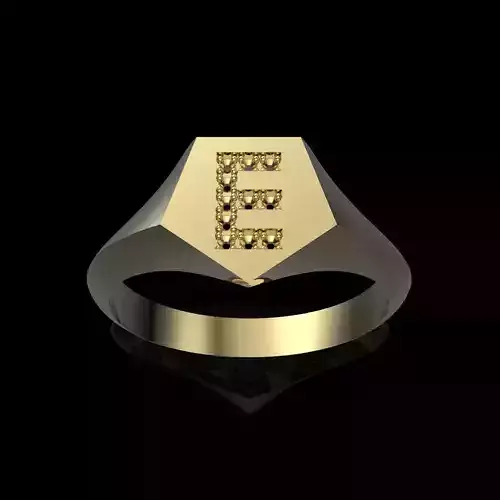 9mm x 9-5mm Pentagon Signet Prong Setting Dia-E Ring