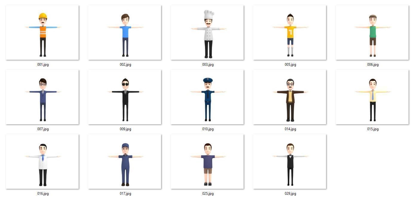 Cartoon Man Character Pack1 3D model_17