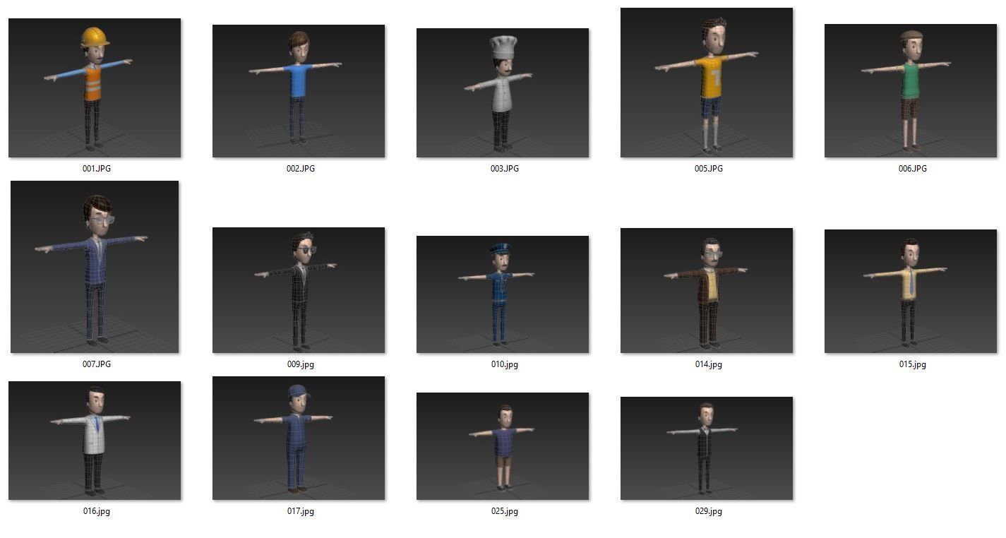 Cartoon Man Character Pack1 3D model_19