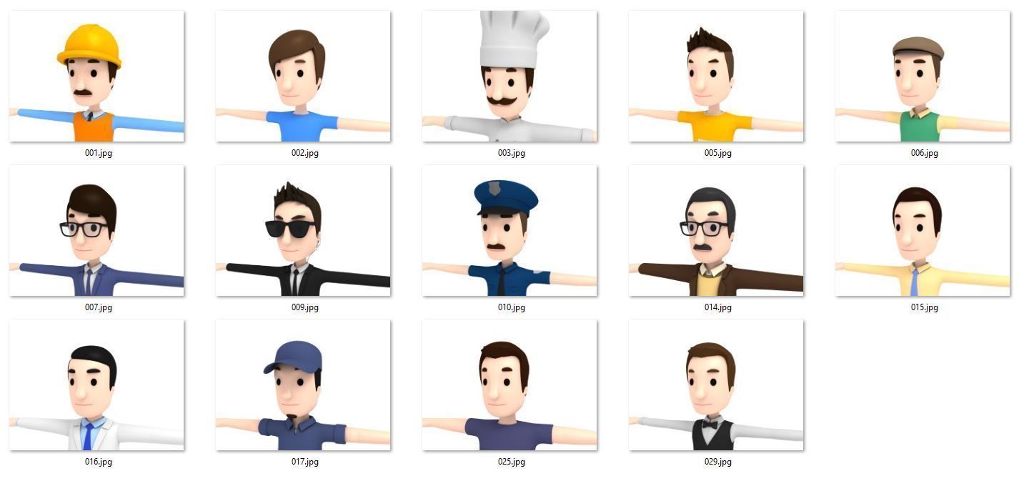 Cartoon Man Character Pack1 3D model_1