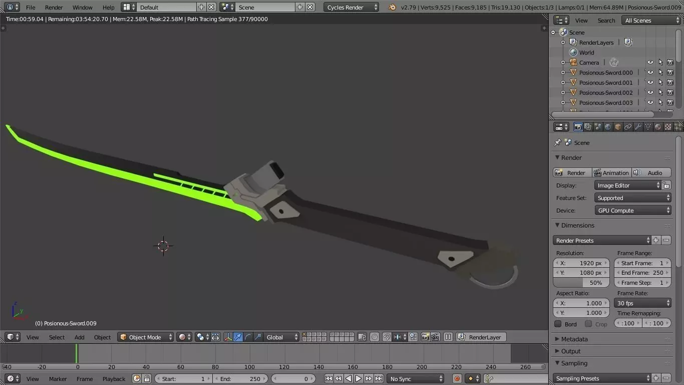 Sci-Fi Sword Low-poly 3D model_0