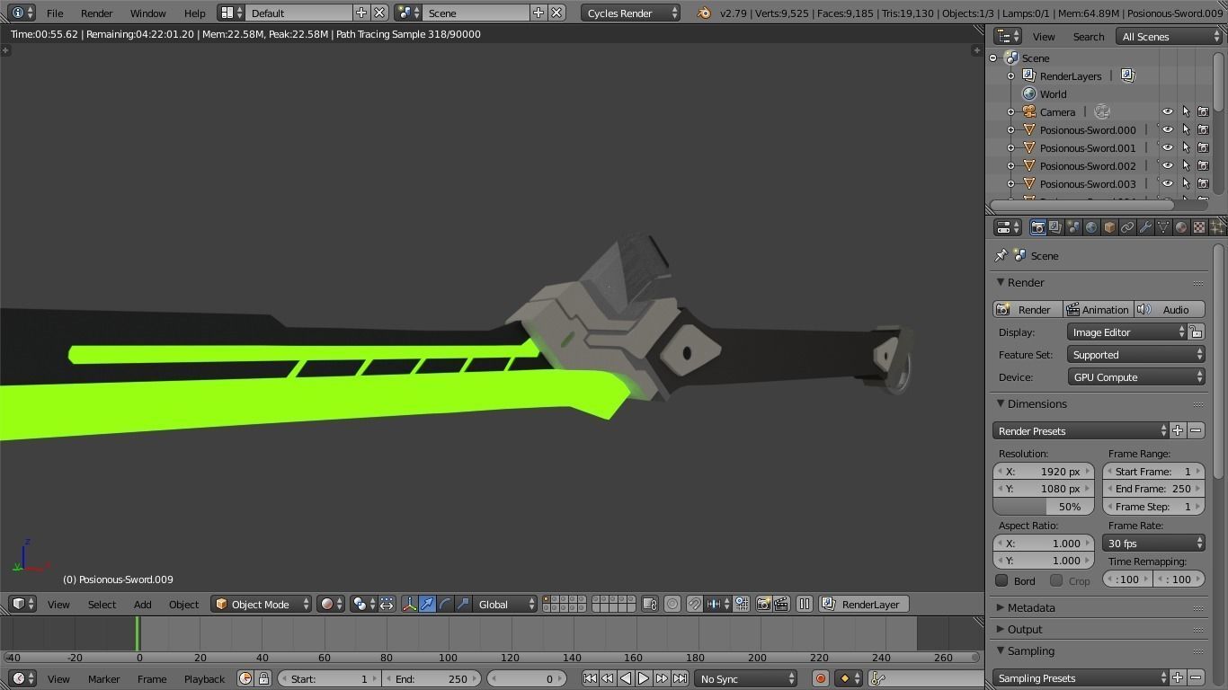 Sci-Fi Sword Low-poly 3D model_1