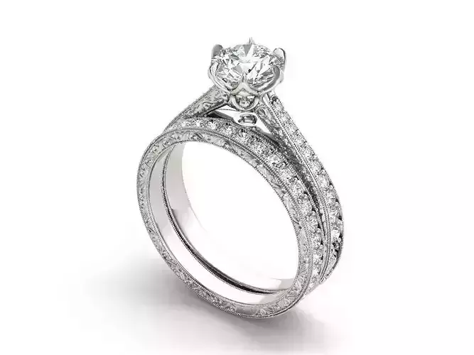 Solitaire ring 3dm stl render detail 3D print model