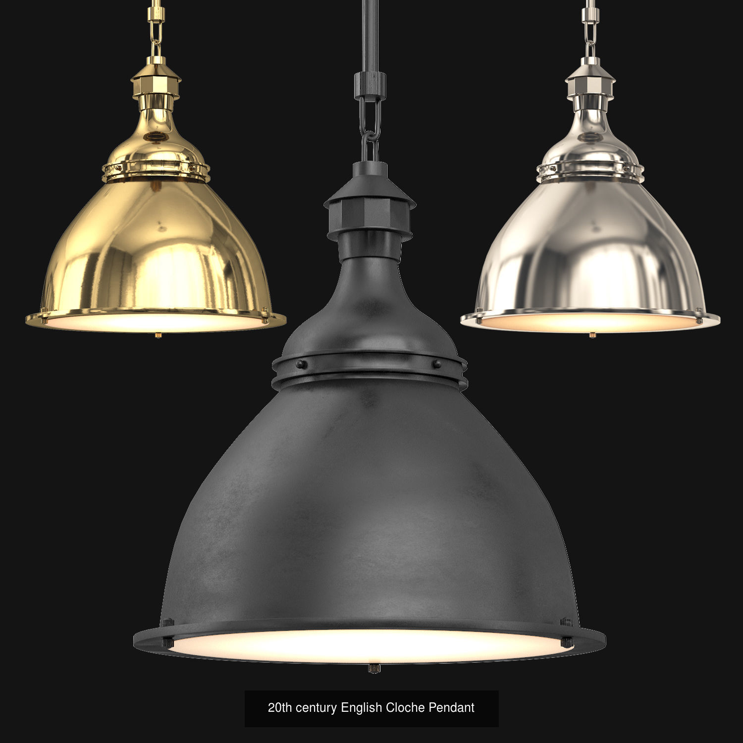 Vintage Metal Pendants 3D Model Collection_1