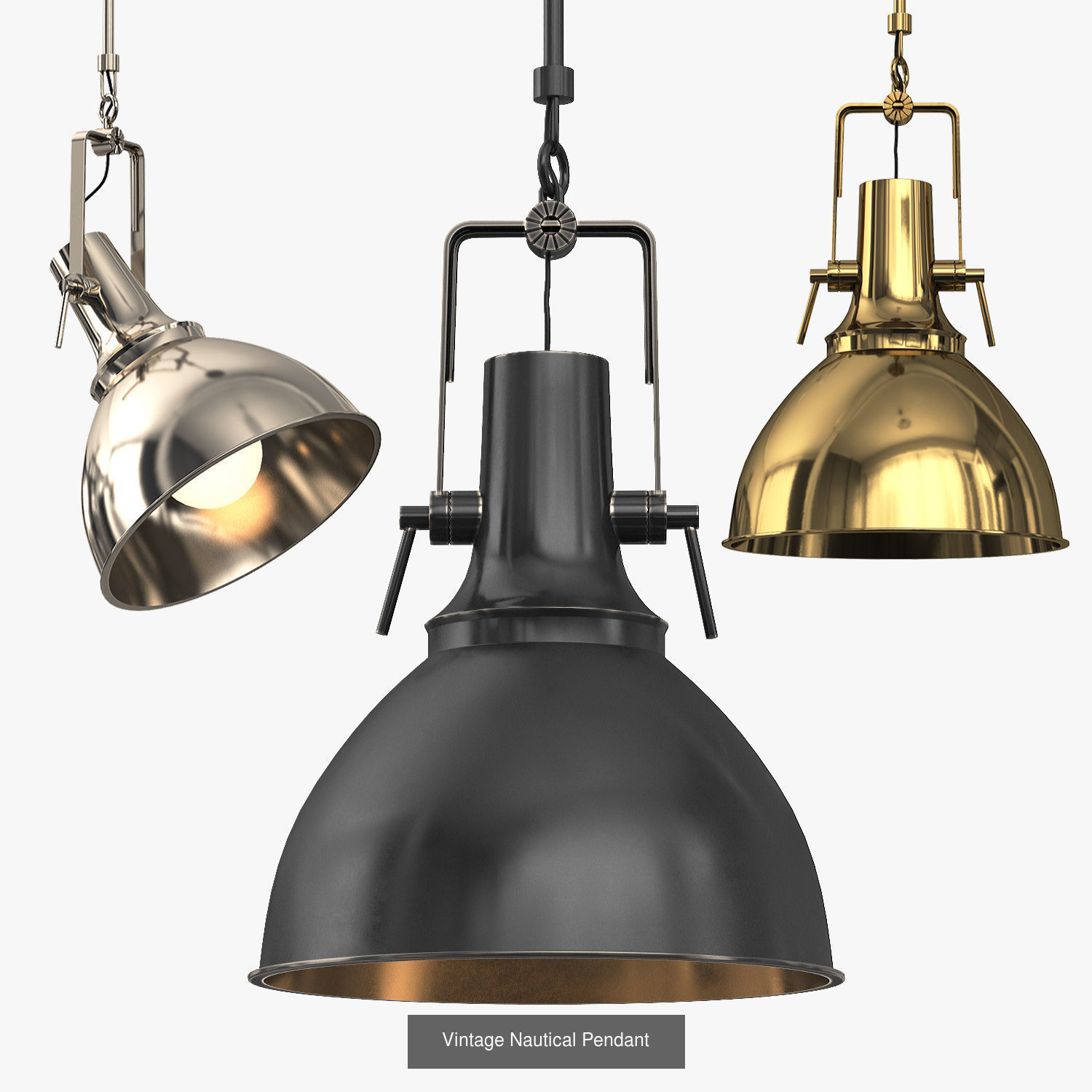 Vintage Metal Pendants 3D Model Collection_3