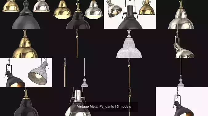 Vintage Metal Pendants 3D Model Collection