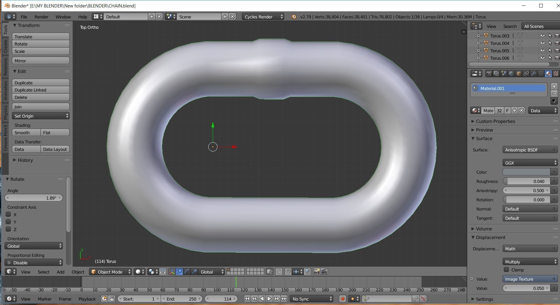 REALISTIC CHAIN on wooden table 3D model_4