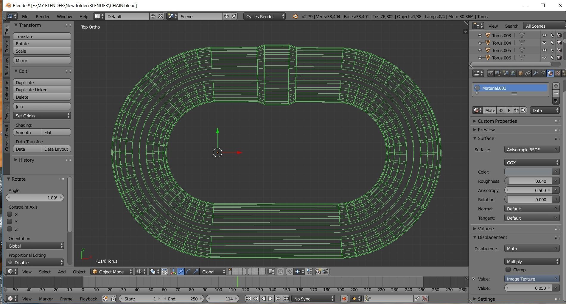 REALISTIC CHAIN on wooden table 3D model_3