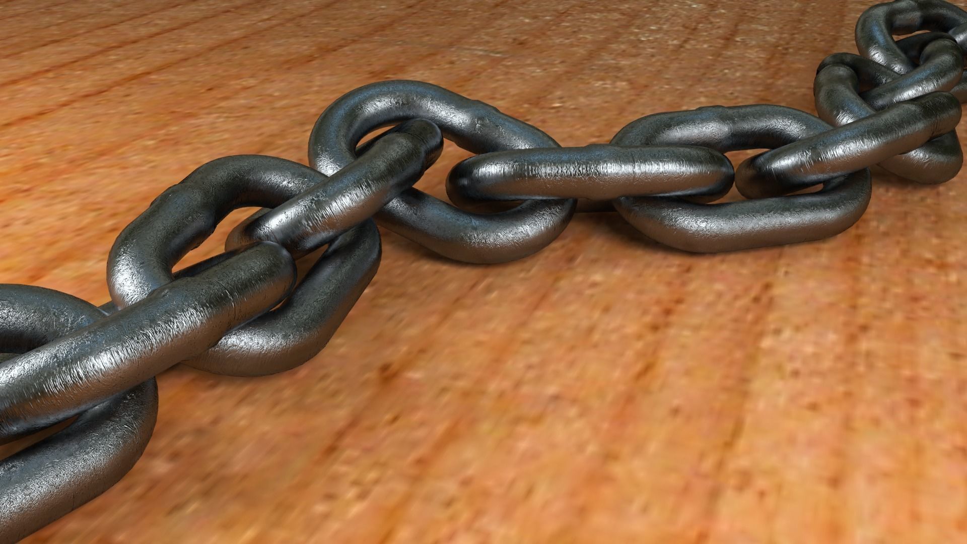 REALISTIC CHAIN on wooden table 3D model_1