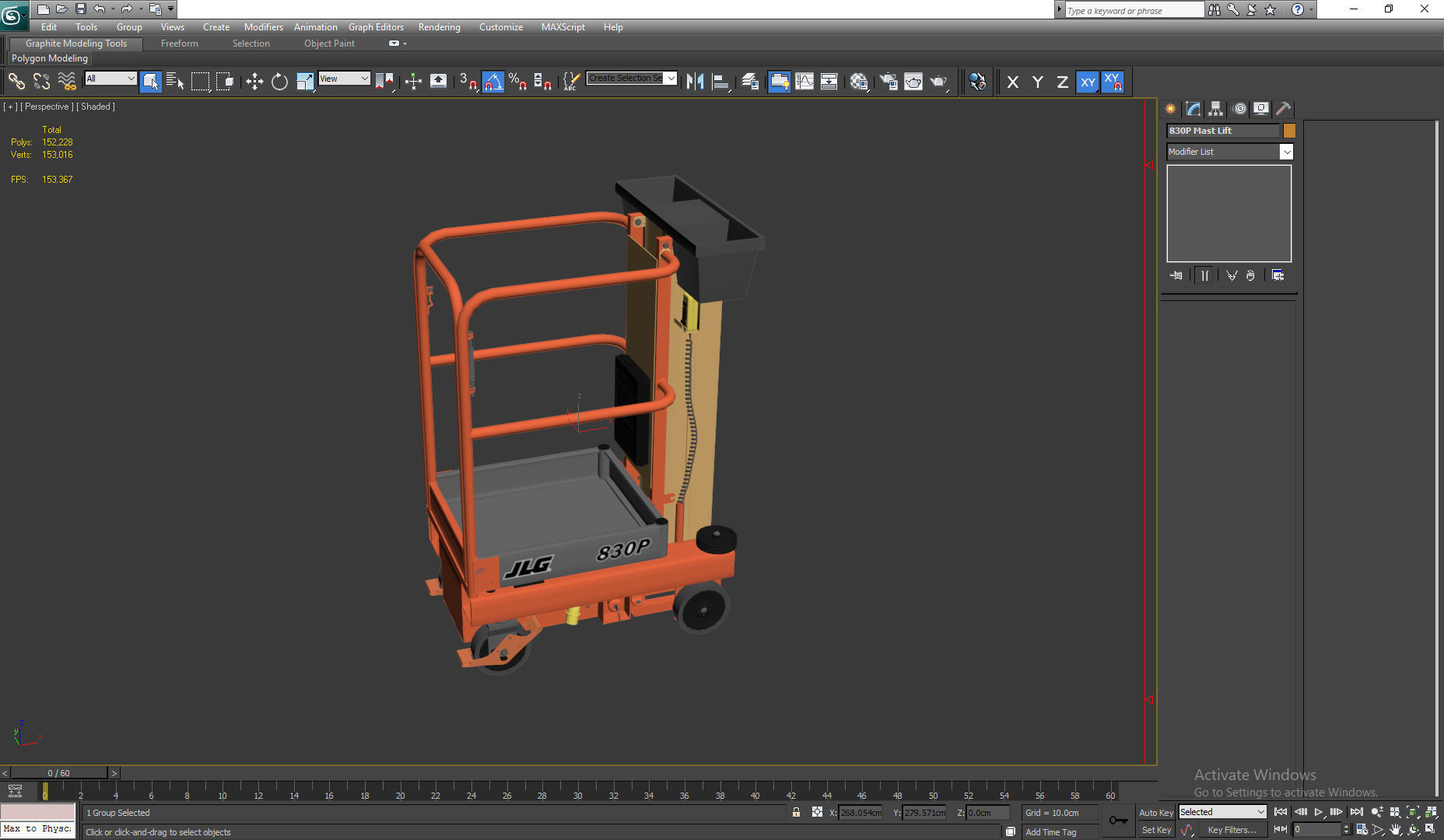 JLG 830P Push Around Mast Liff 3D model CGTrader