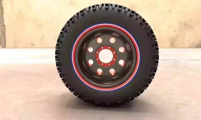 LSMW-0111 Military Truck Wheel Low-poly 3D model