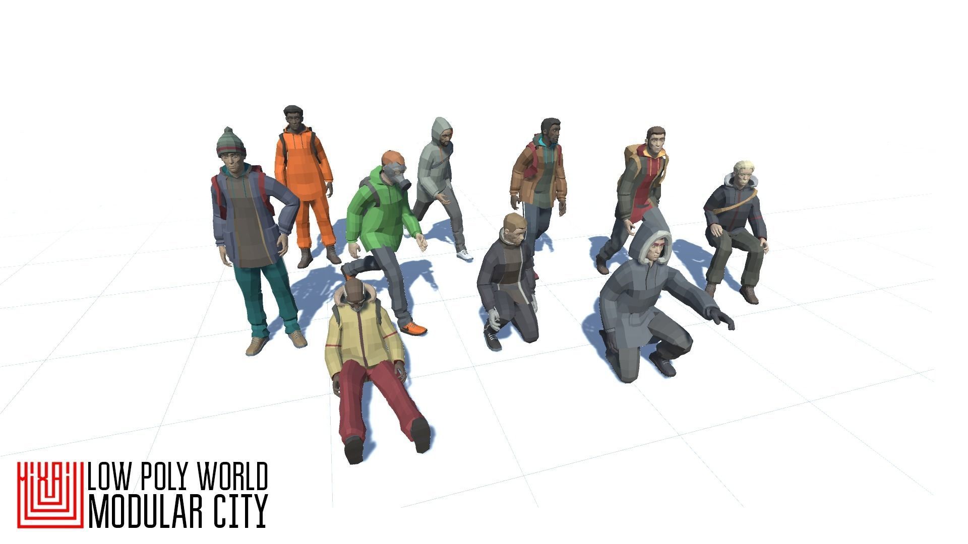 LOW POLY WORLD - STYLIZED CHARACTERS WITH WEAPONS Low-poly 3D model_3