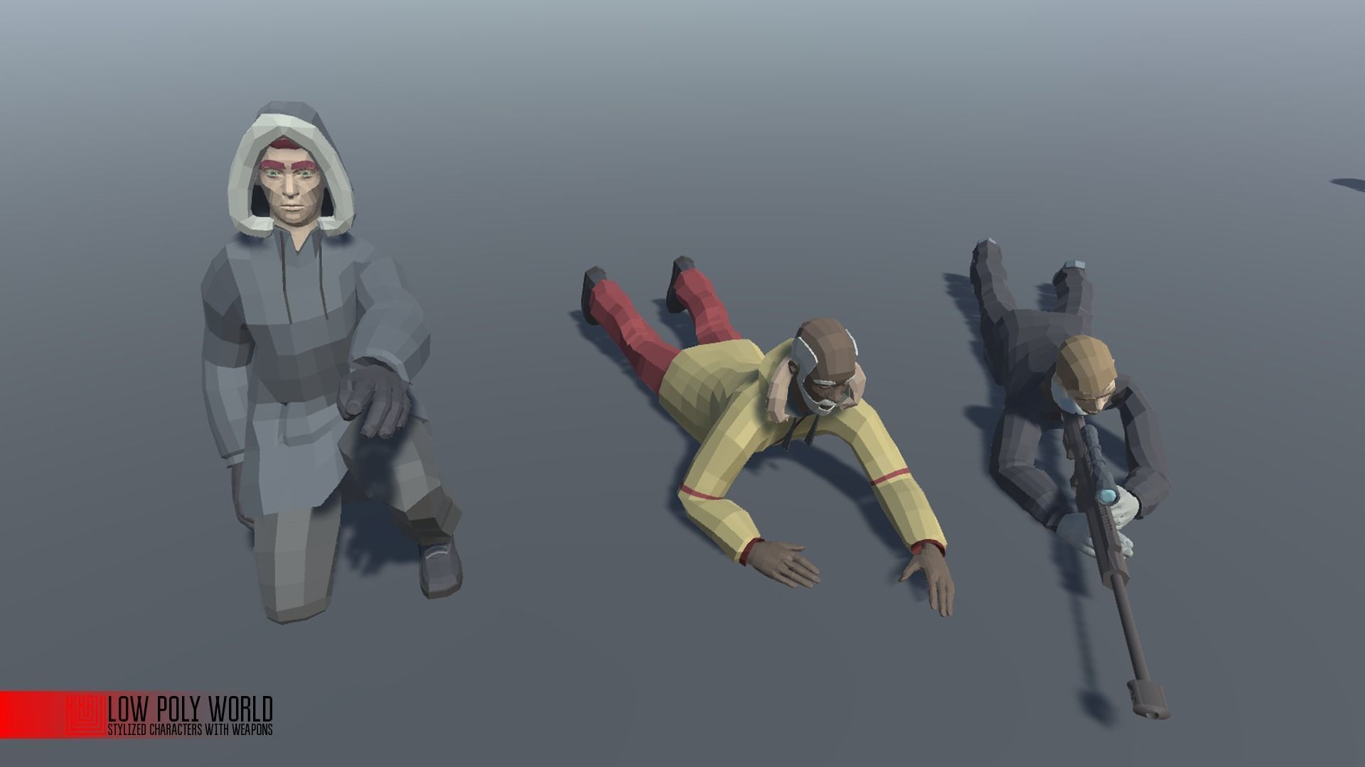 LOW POLY WORLD - STYLIZED CHARACTERS WITH WEAPONS Low-poly 3D model_7