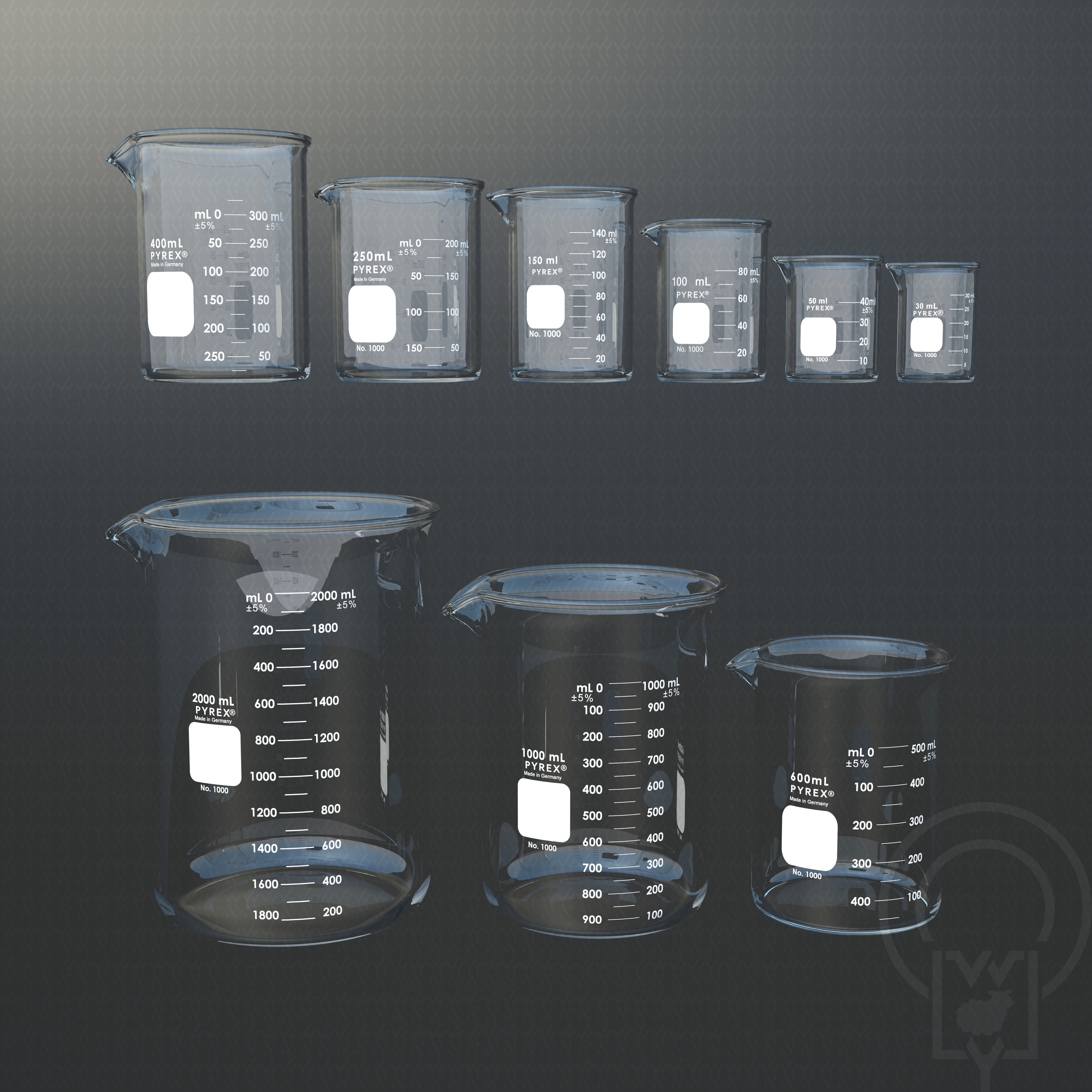 Lab Bunsen Burner Tripod Beaker Chemistry set 3D model_12