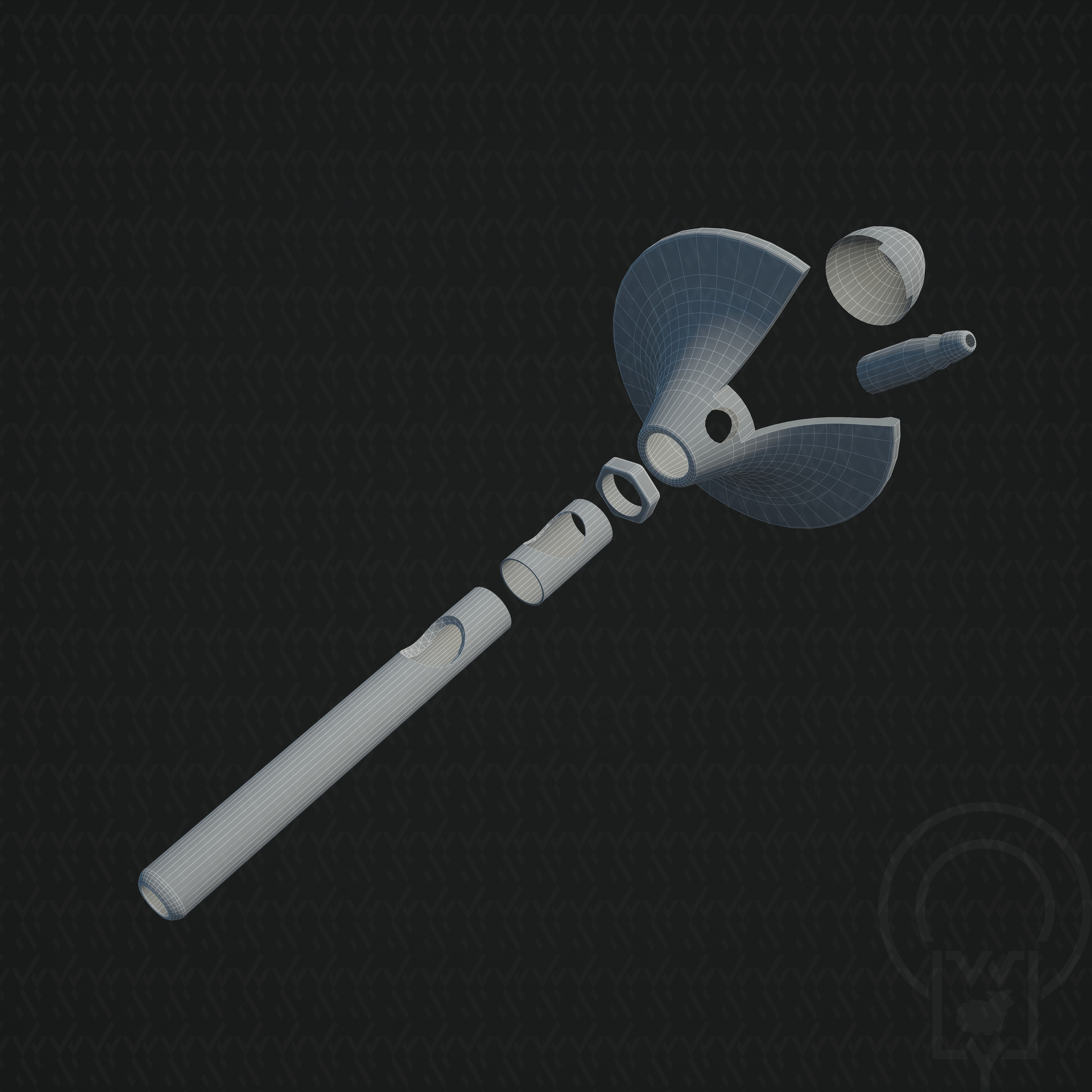 Lab Bunsen Burner Tripod Beaker Chemistry set 3D model_17