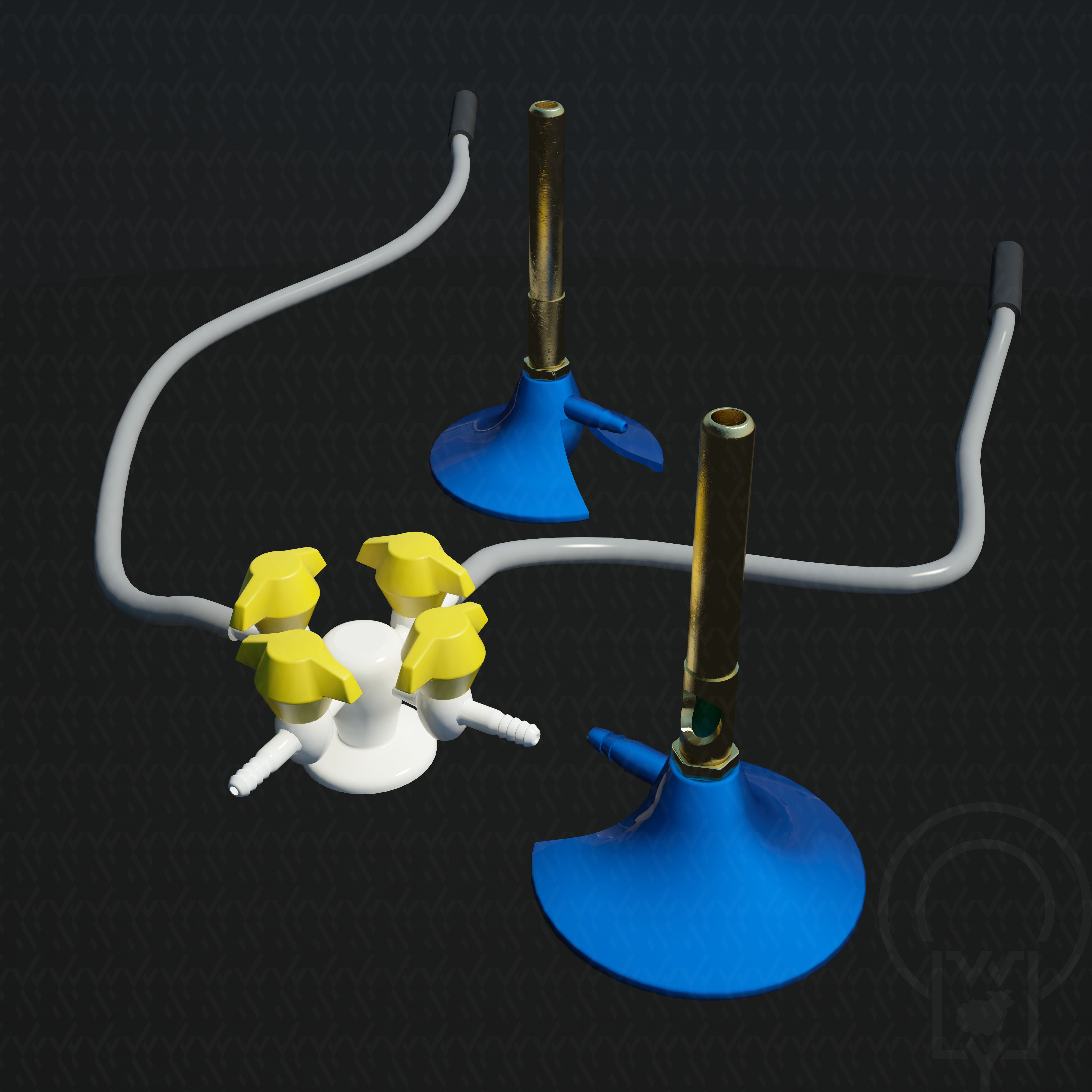 Lab Bunsen Burner Tripod Beaker Chemistry set 3D model_7