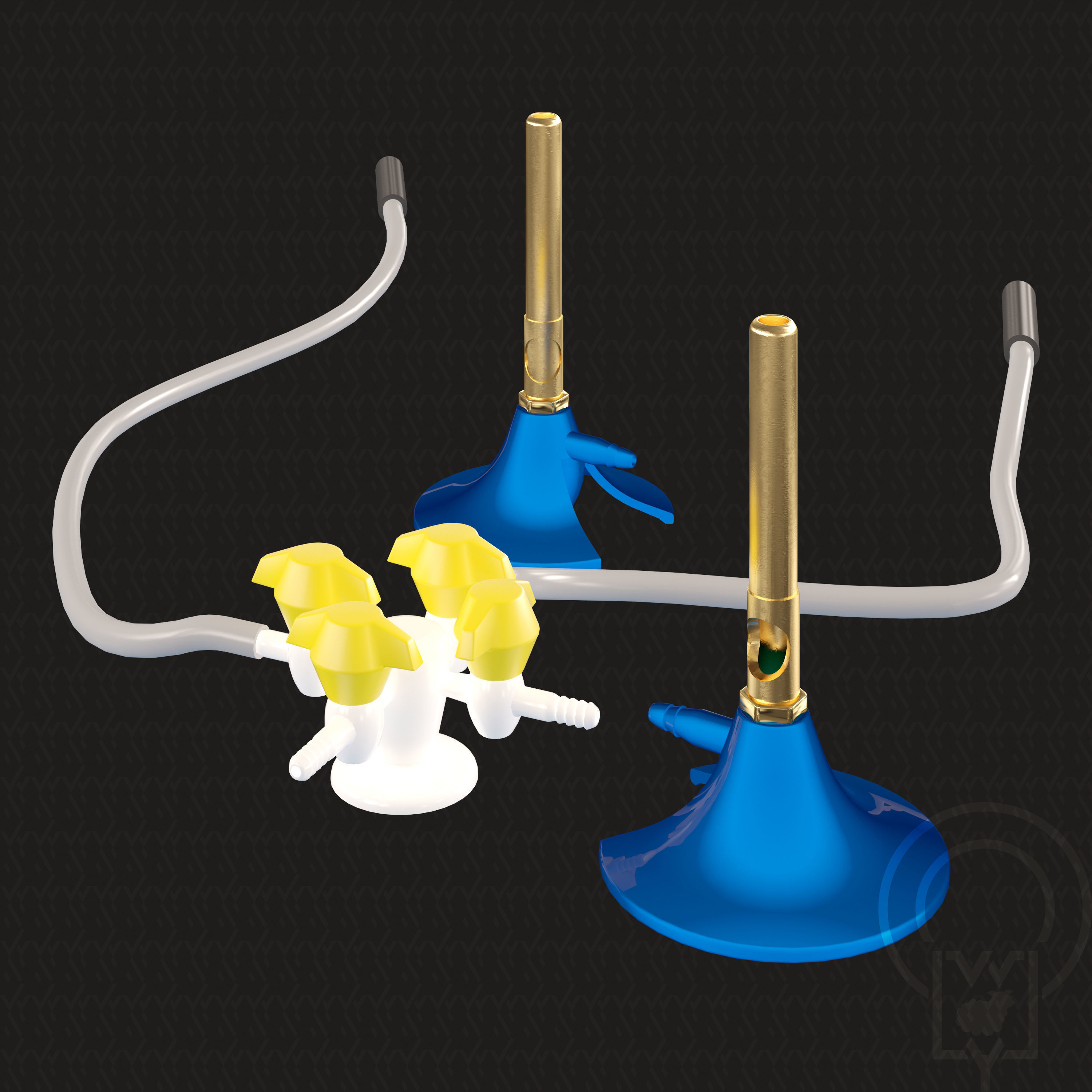 Lab Bunsen Burner Tripod Beaker Chemistry set 3D model_1