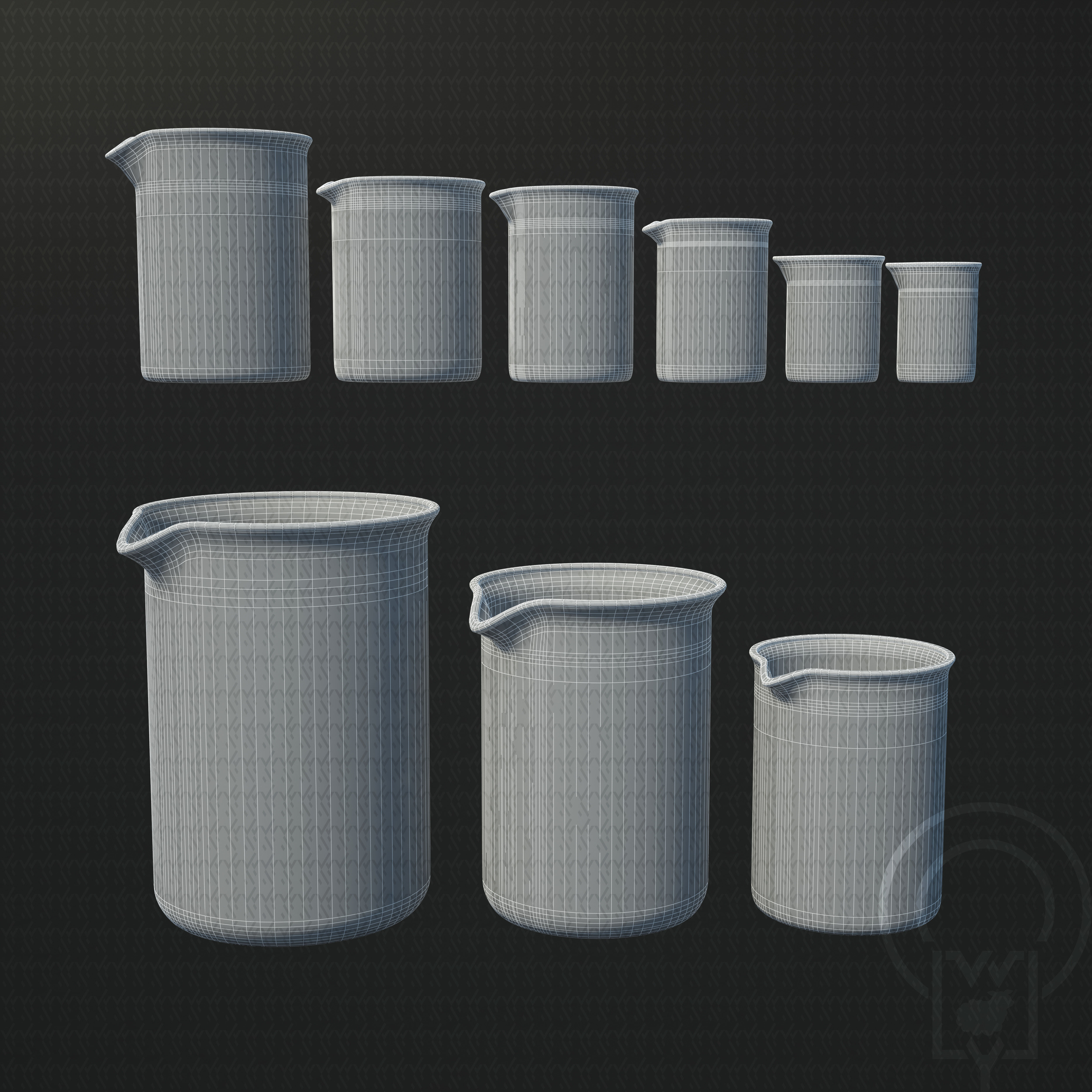 Lab Bunsen Burner Tripod Beaker Chemistry set 3D model_16